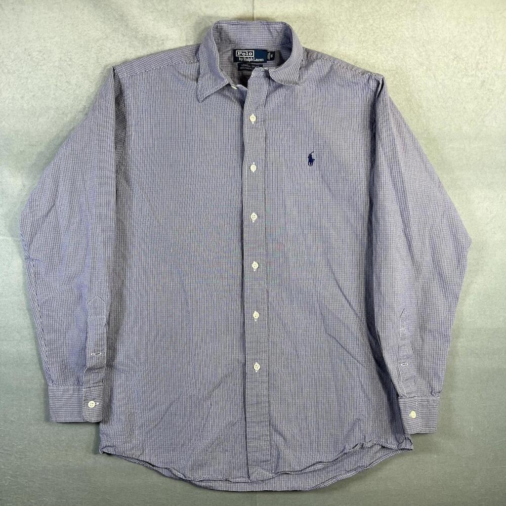 Vintage Polo Ralph Lauren Lowell Sport Shirt Mens Small Blue Gingham Plaid - Picture 1 of 6